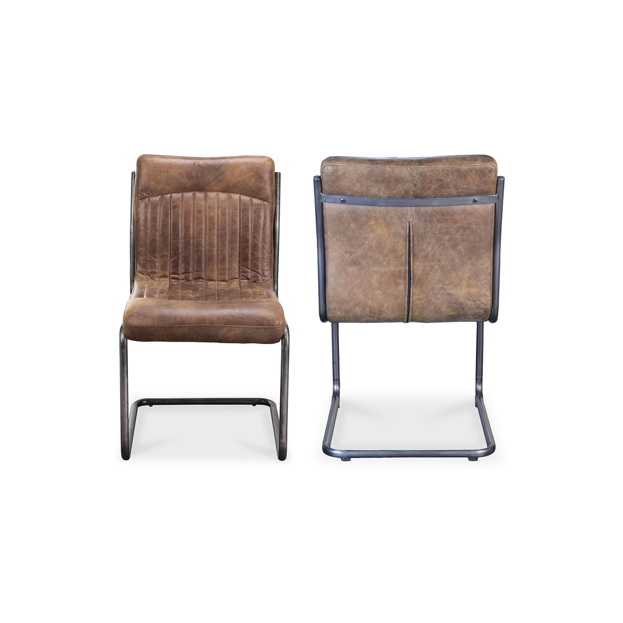 Ansel Dining Chair Grazed Brown Leather Set Of Two
