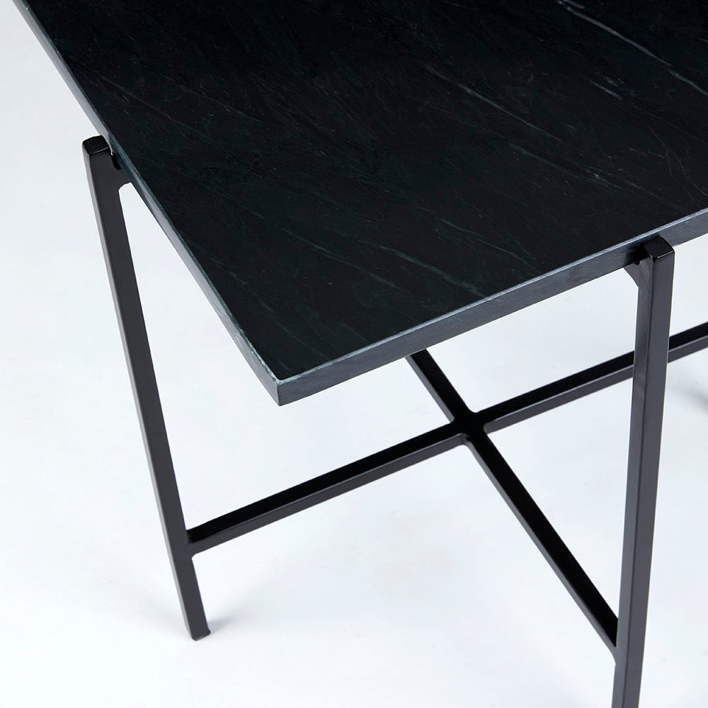 Ida Black Marble Top End Table Black Frame Furniture Depot