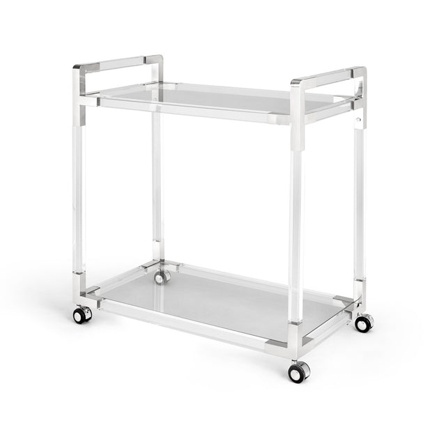 Esme Polished Steel Bar Cart - Furniture Depot