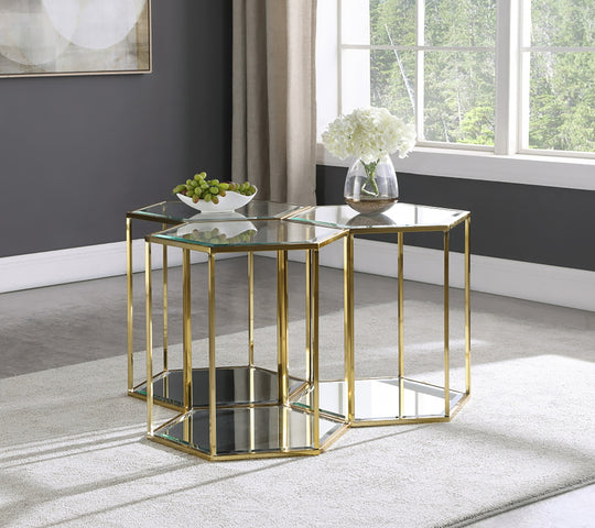 Sei Brushed Gold 3PC End Table - Furniture Depot