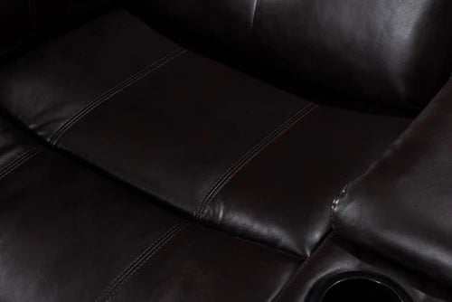 Marcela Manual Recliner Sectional Sofa Dark Brown Gel Leather - Furniture Depot