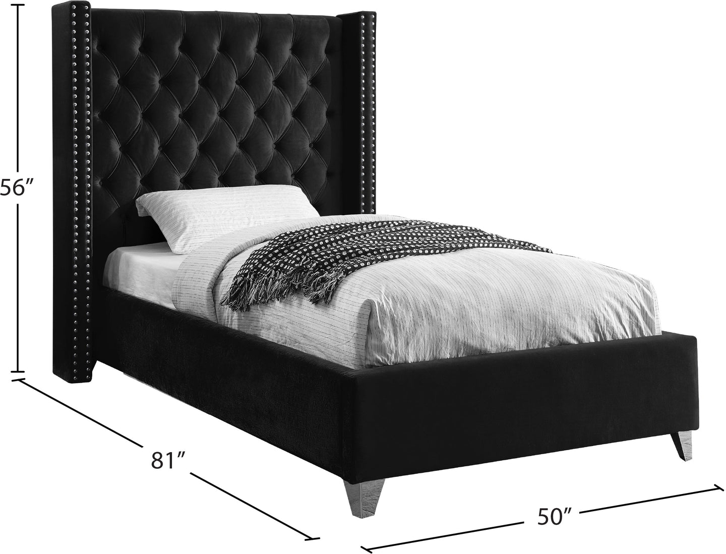 Aiden Velvet Bed - Furniture Depot