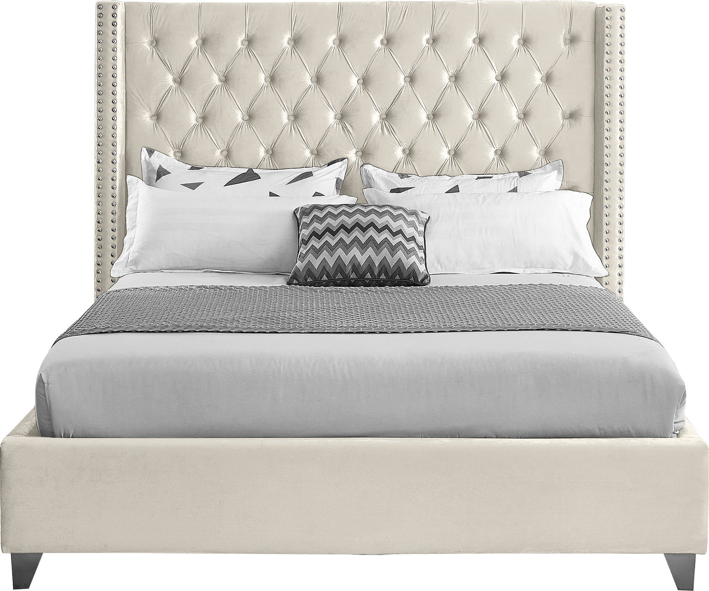 Aiden Velvet Bed - Furniture Depot