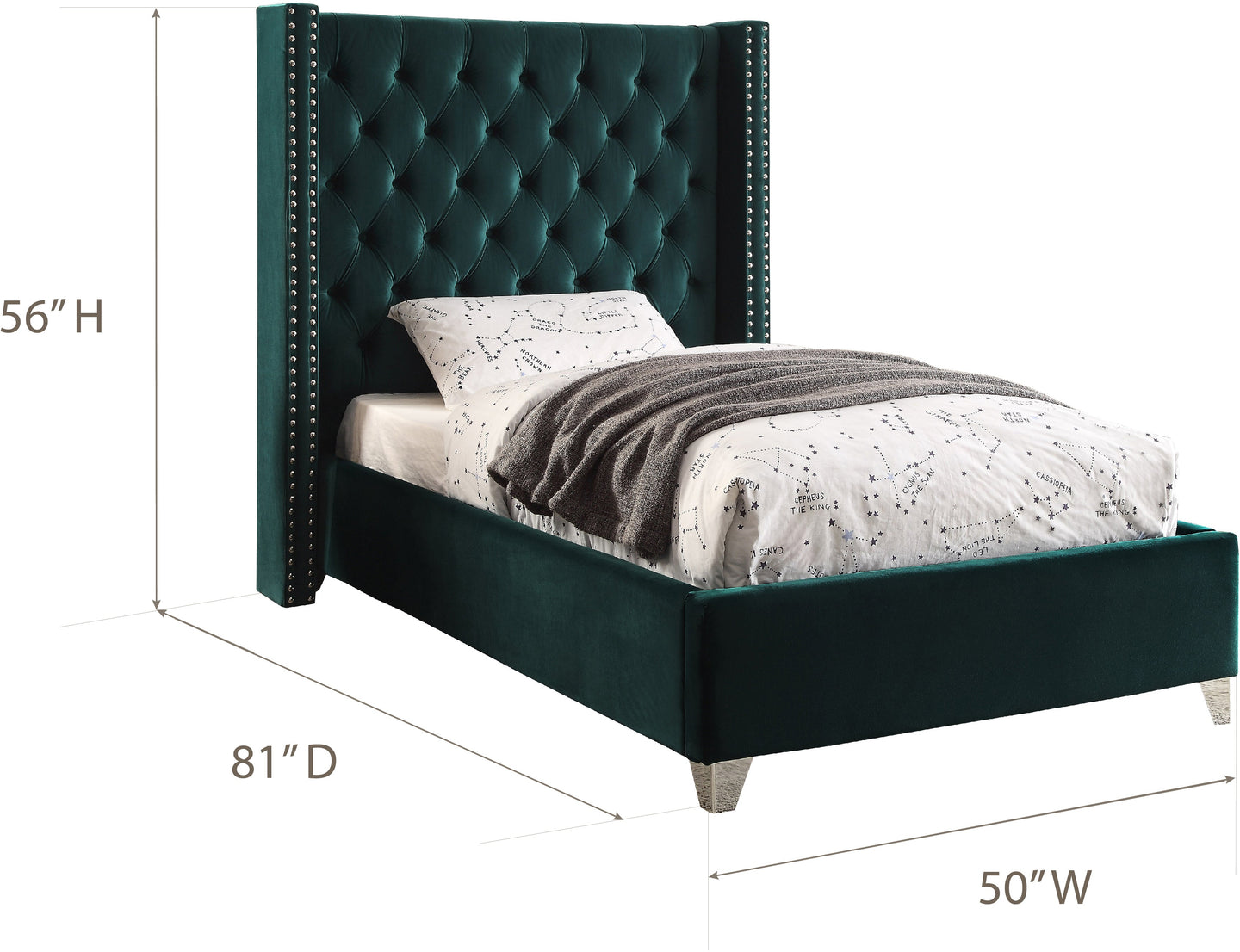Aiden Velvet Bed - Furniture Depot