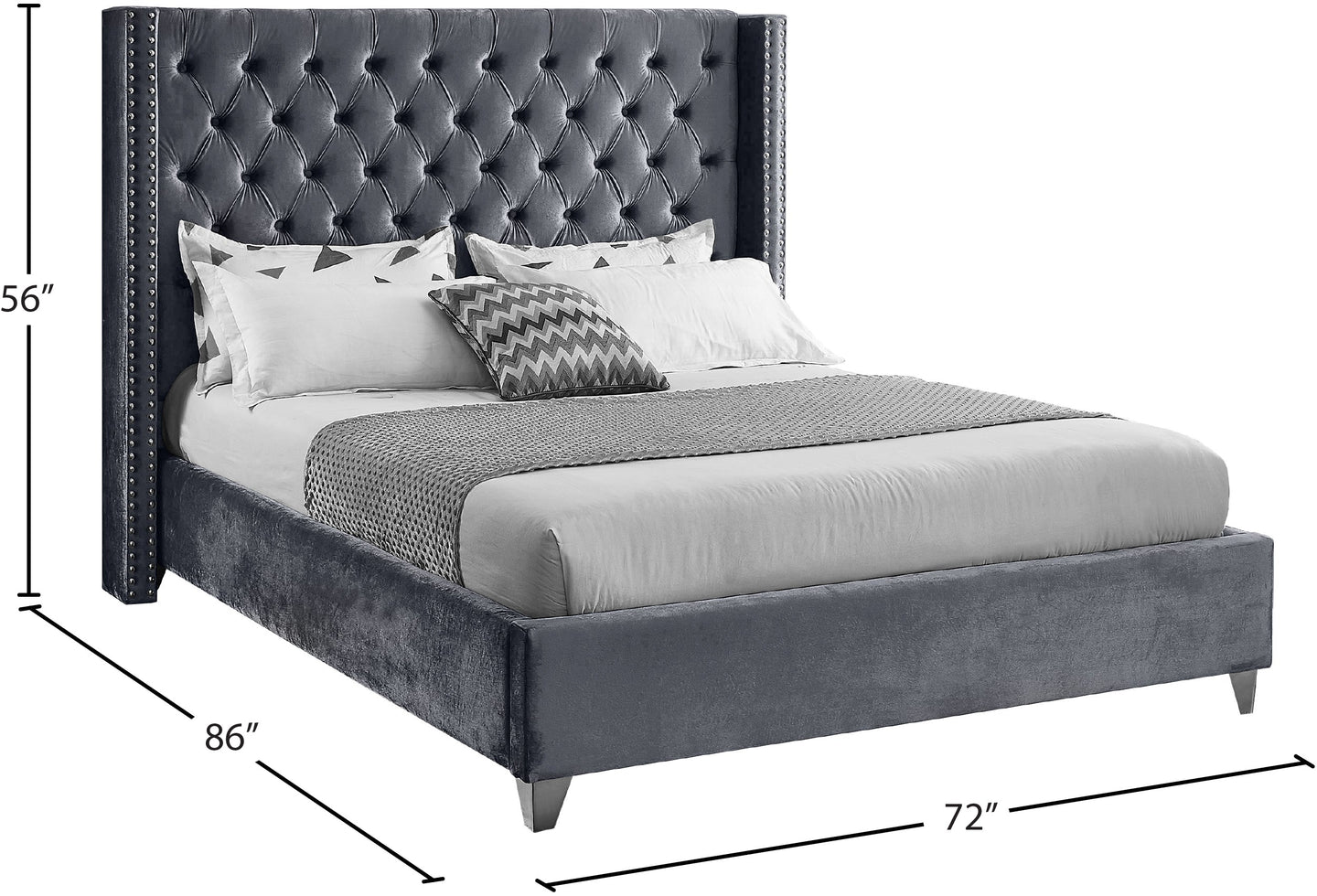 Aiden Velvet Bed - Furniture Depot