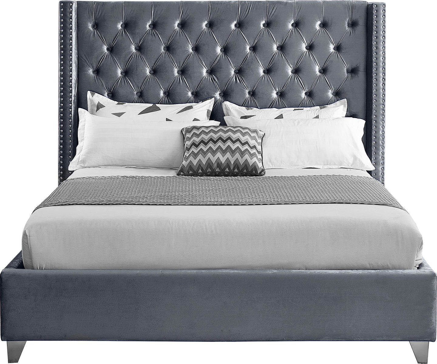 Aiden Velvet Bed - Furniture Depot