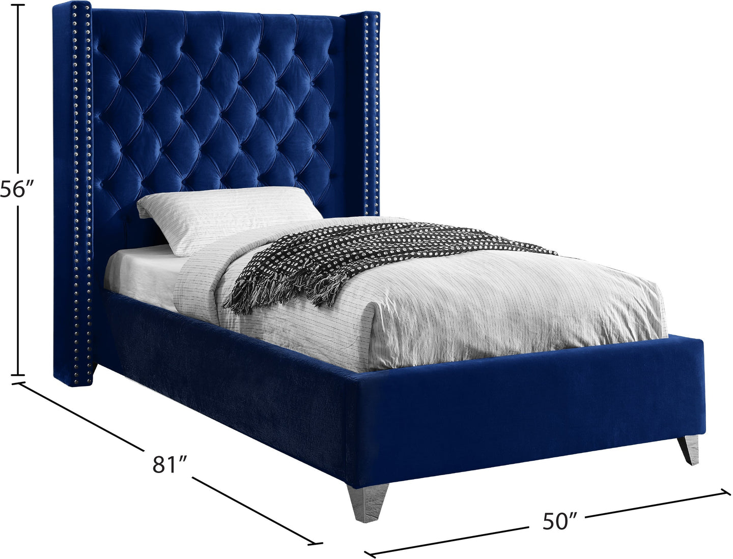 Aiden Velvet Bed - Furniture Depot