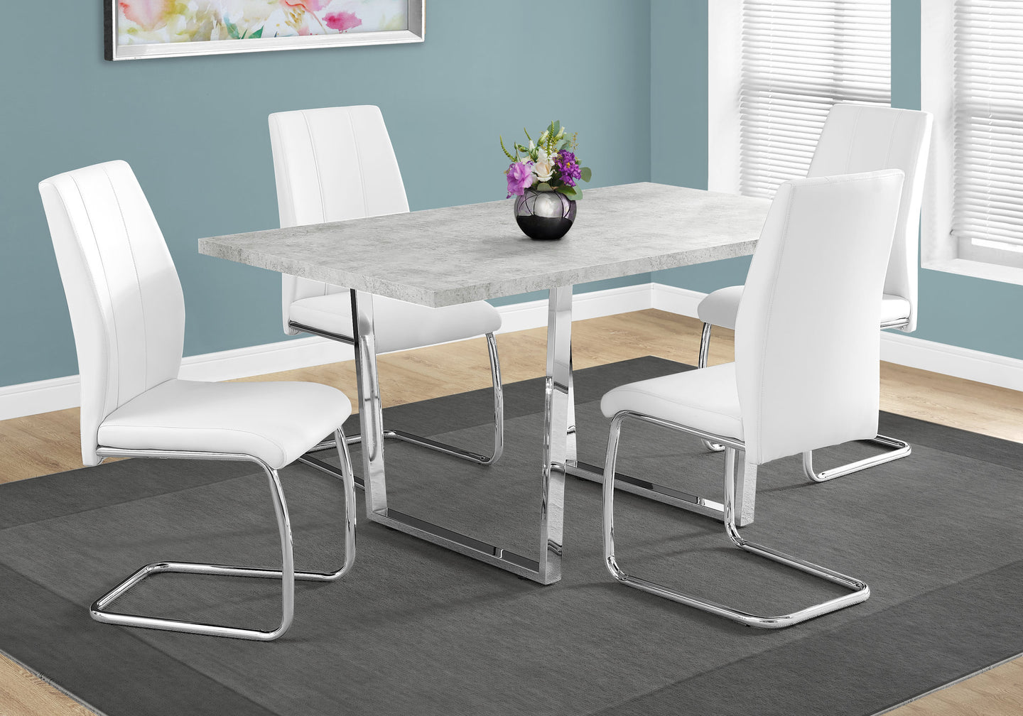 I 1119 Dining Table - 36"X 60" / Grey Cement / Chrome Metal - Furniture Depot (7881067331832)