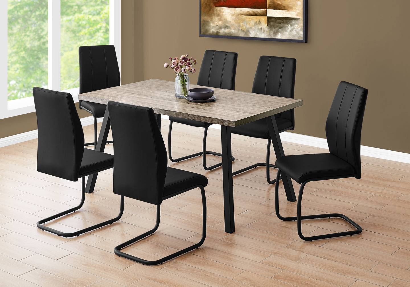 I 1137 Dining Table - 36"X 60" / Dark Taupe / Black Metal - Furniture Depot (7881068314872)