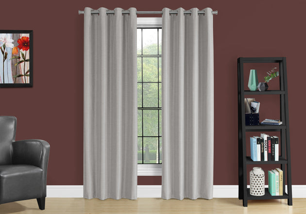I 9836 Curtain Panel - 2pcs / 52"W X 95"H Silver Solid Blackout - Furniture Depot