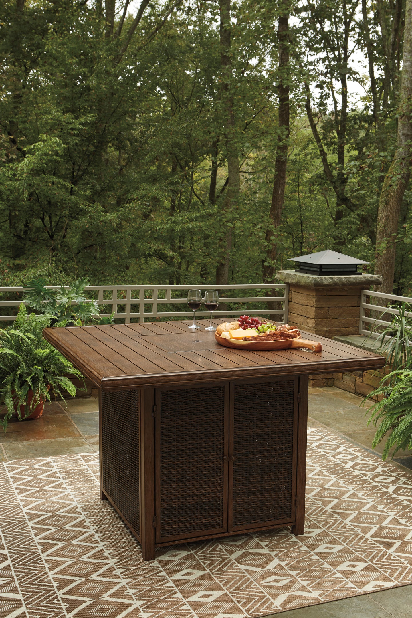 Paradise Trail Bar Table with Fire Pit - Furniture Depot