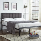 Black Steel Platform Bed w/ Fabric Panel 105 - Furniture Depot