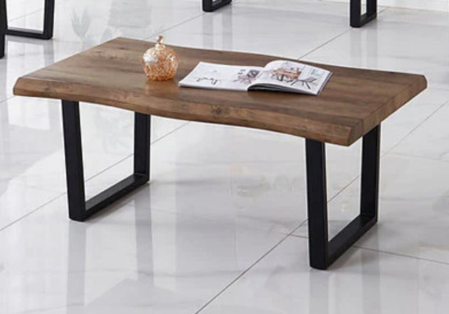 Live Edge Wood Top Coffee Table w/ Metal Legs 2690 - Furniture Depot