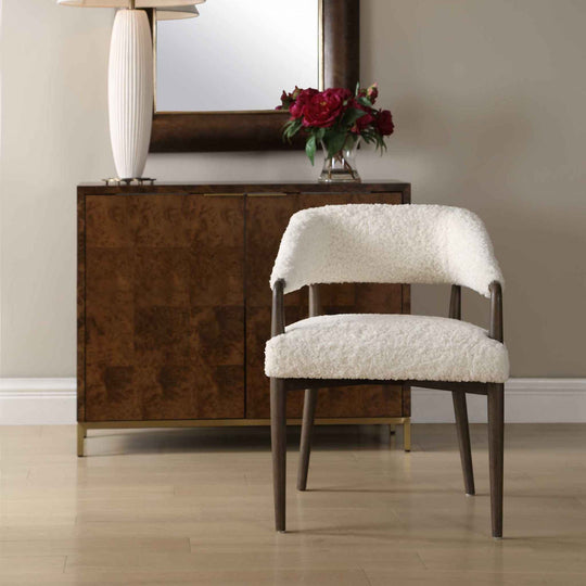 Austell - Shearling Dining Chair - Brown / White