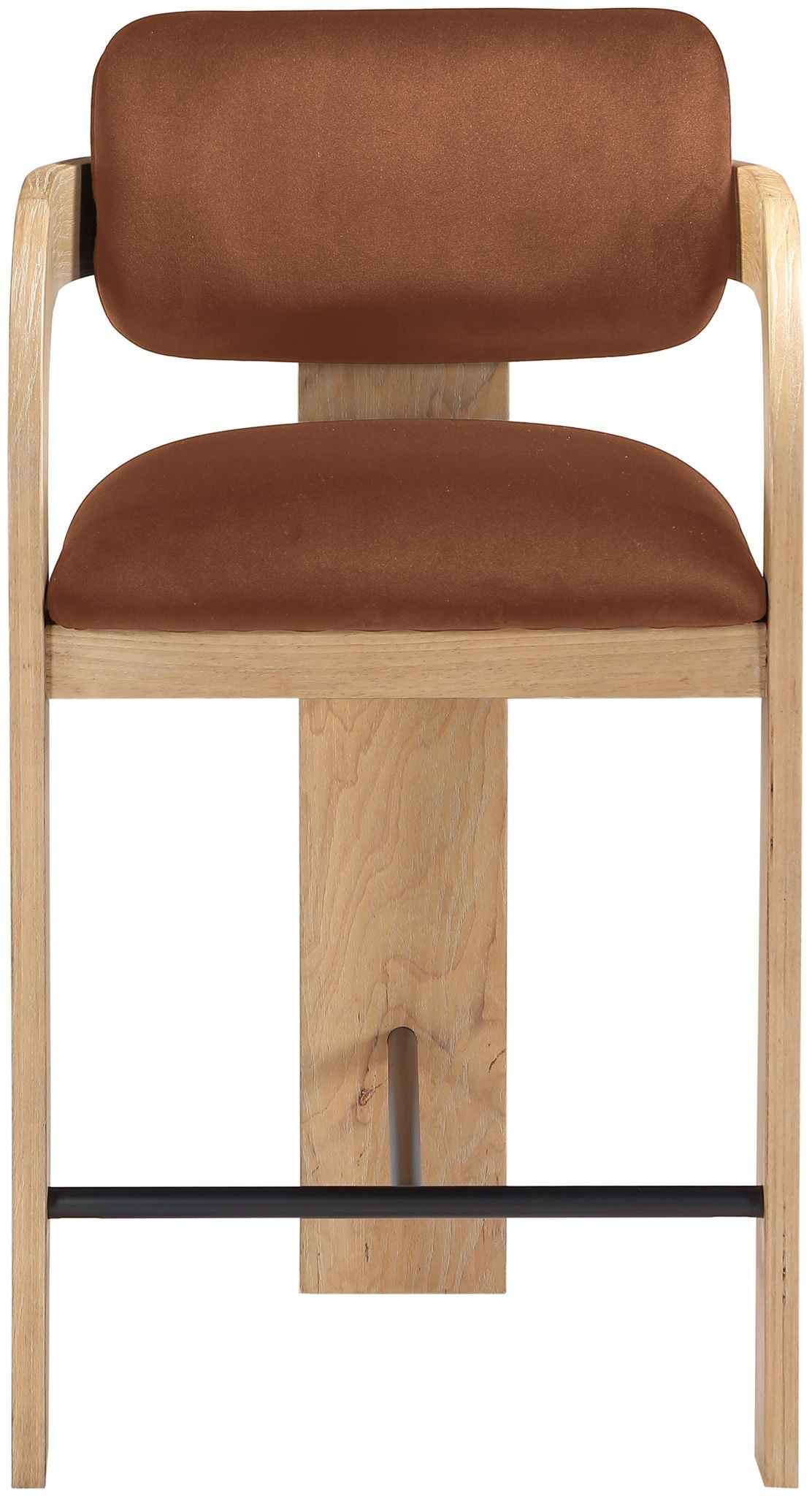 Cedra - Velvet Performance Fabric Upholstered Counter Stool - Cognac