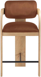 Cedra - Velvet Performance Fabric Upholstered Counter Stool - Cognac