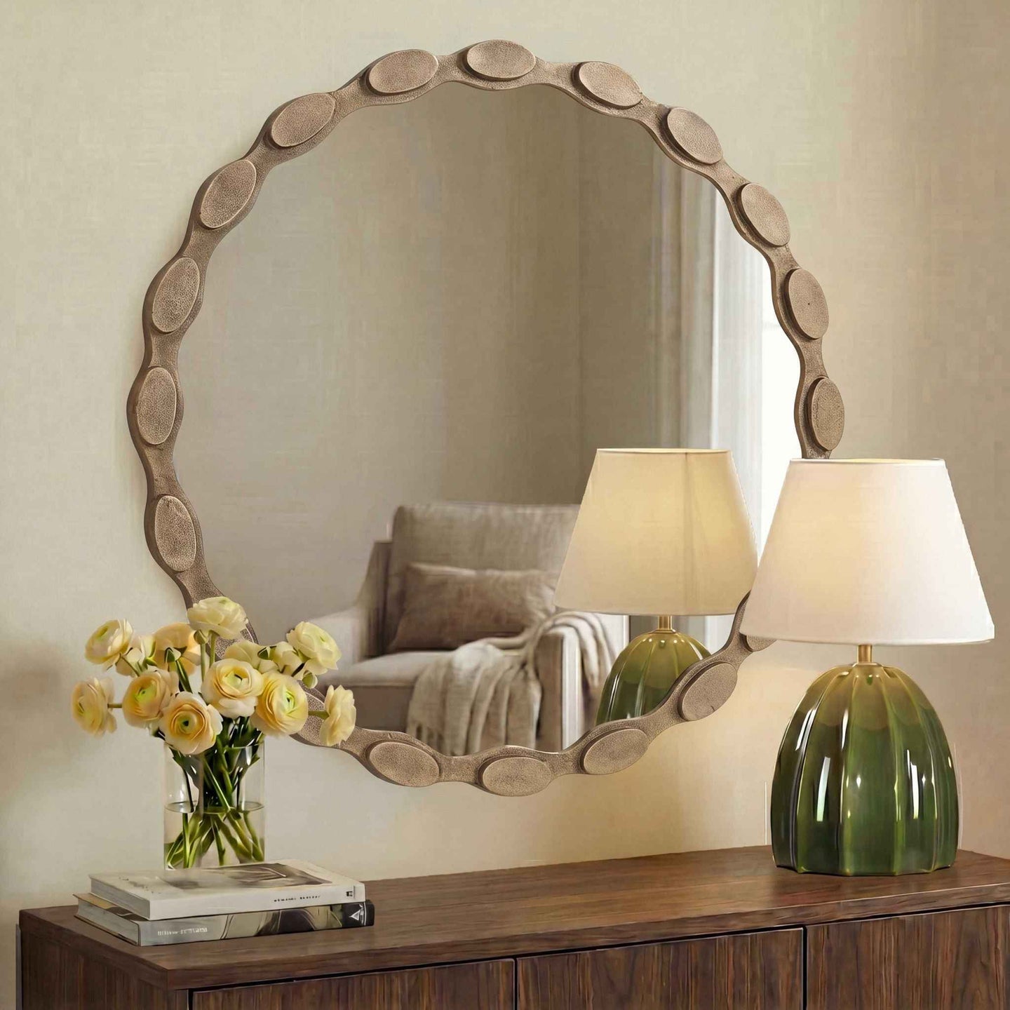 Marietta - Round Brass Mirror - Brass / Gold