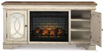 Realyn - 2 Pc. - 74" TV Stand With Electric Infrared Fireplace Insert - Chipped White