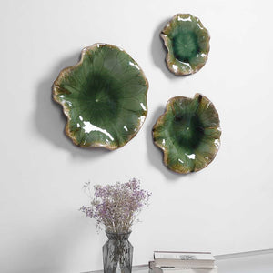Abella Ceramic Wall Decor Green (set of 3)
