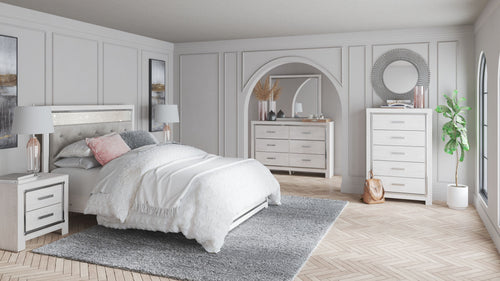 Altyra White 6 Pc. Dresser, Mirror, Chest, Panel Bed - Queen