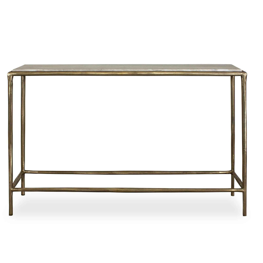 Minerva - Marble Top Console Table - Brass / Gray / White