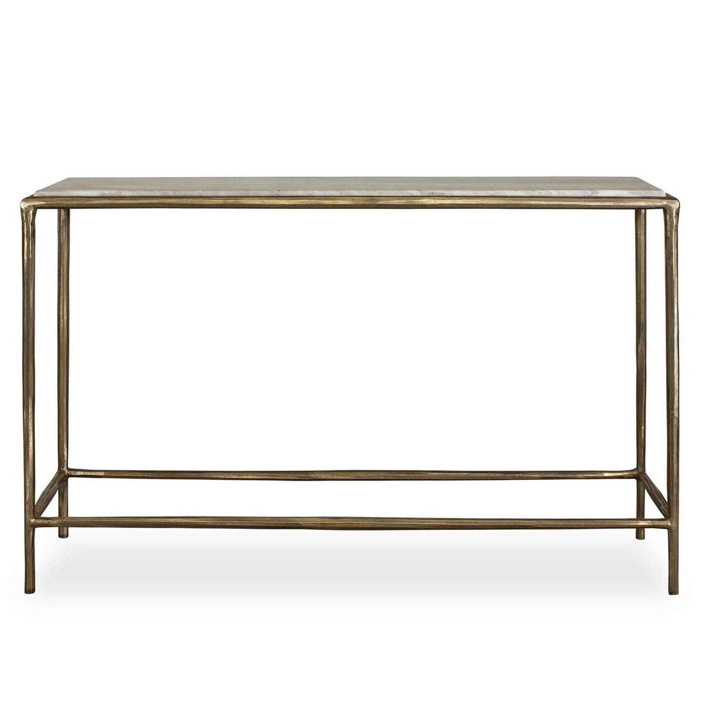 Minerva - Marble Top Console Table - Brass / Gray / White