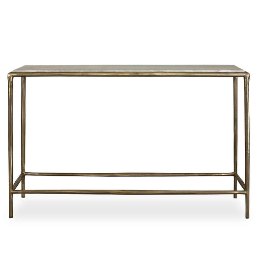 Minerva - Marble Top Console Table - Brass / Gray / White