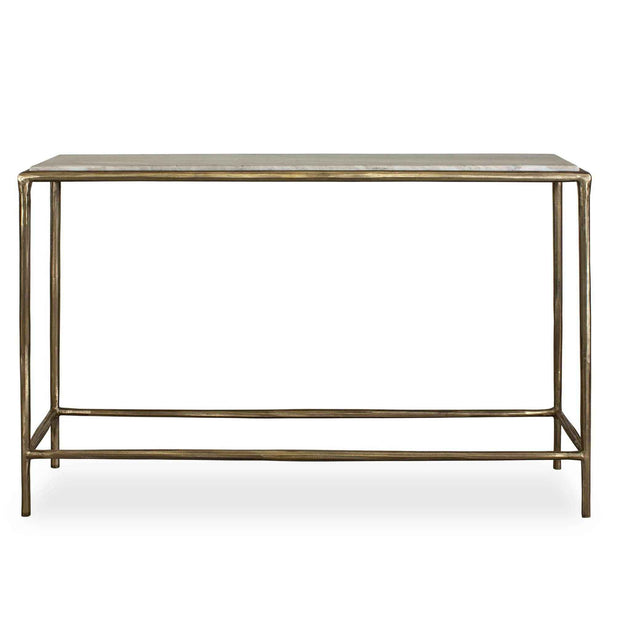 Minerva - Marble Top Console Table - Brass / Gray / White