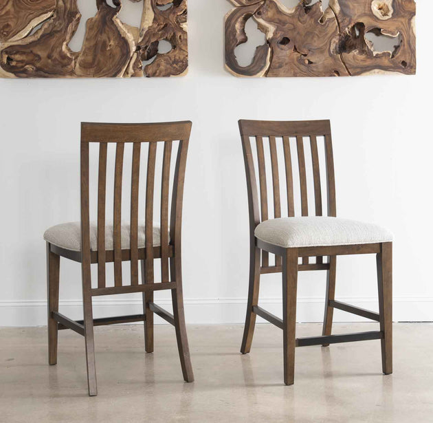 Langley - Slat Back Counter Height Chair (Set of 2) - Tawny Brown