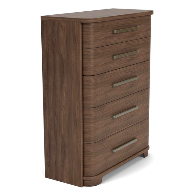 Delia - 5 Drawer Chest - Nouveau Walnut