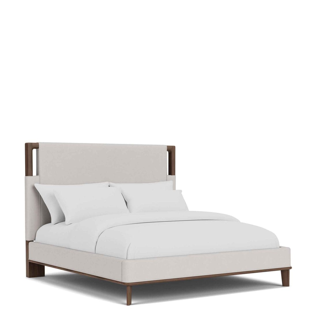 Delia - Queen Upholstered Bed - Nouveau Walnut / Beige