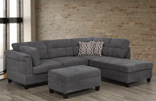 Load image into Gallery viewer, Belvedere 2pc Fabric Sectional with Ottoman in Grey