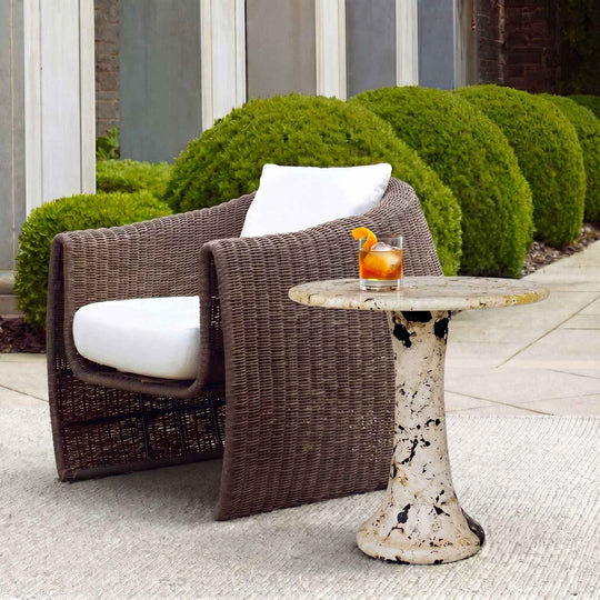 Cadas - Indoor-Outdoor Stone Side Table - Black / White