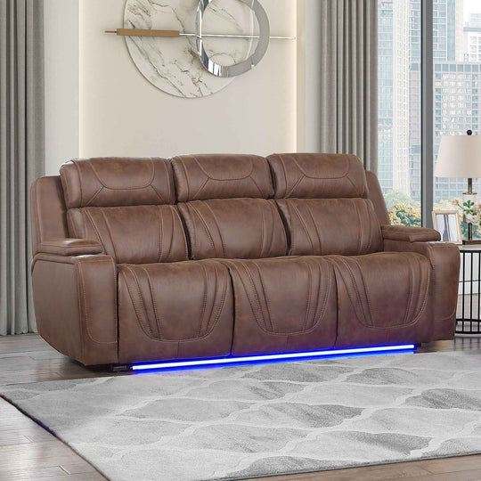 Carrow - Sofa With Power Headrest & Footrest, Stereo, Massage - Brown