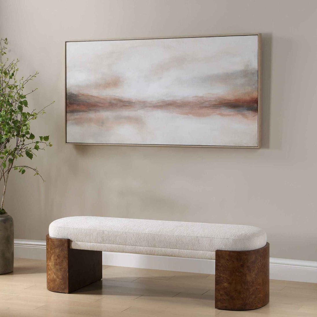 Haze In The Horizon - Landscape Painting - Brown / Orange / White