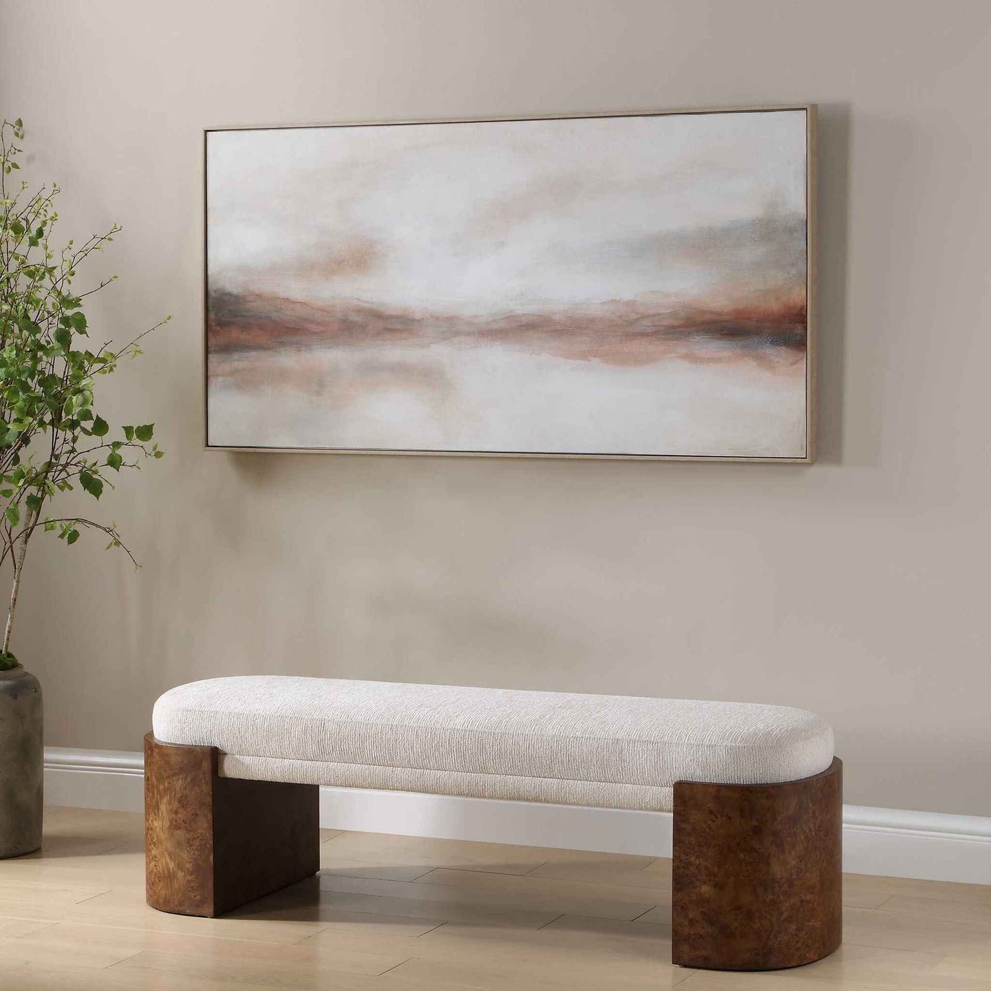 Haze In The Horizon - Landscape Painting - Brown / Orange / White