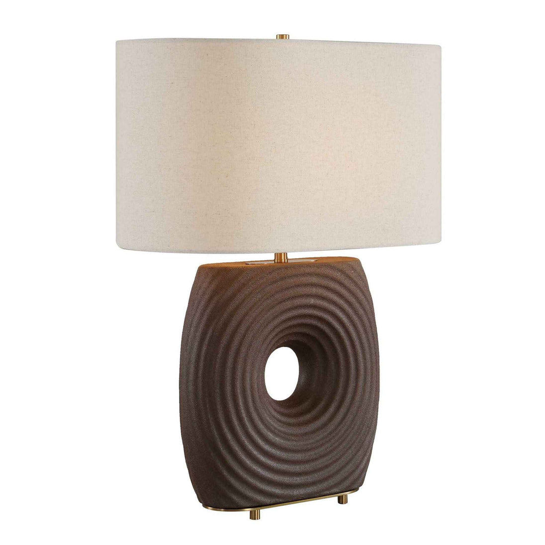 Geno - Concentric Ribbed Table Lamp - Brown