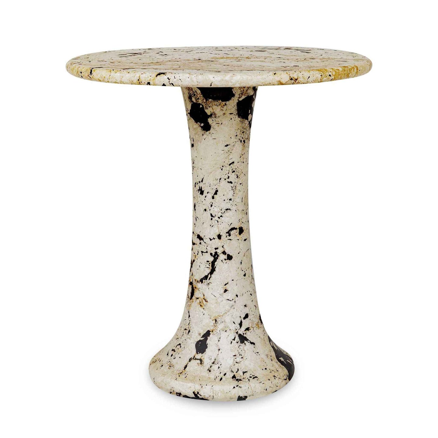 Cadas - Indoor-Outdoor Stone Side Table - Black / White