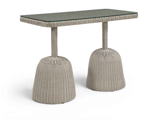 Seacrest - Tempered Glass Top And Wicker Outdoor Patio Bar Height Table