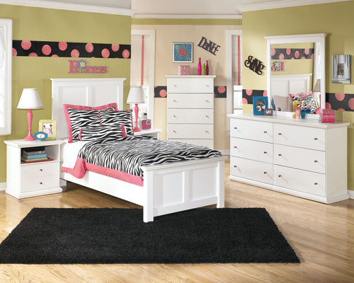 Bostwick Shoals White 5 Pc. Dresser, Mirror, Panel Bed - Twin