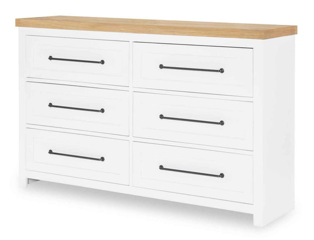 Horizons - 6 Drawers Dresser - Pure White / Natural Oak