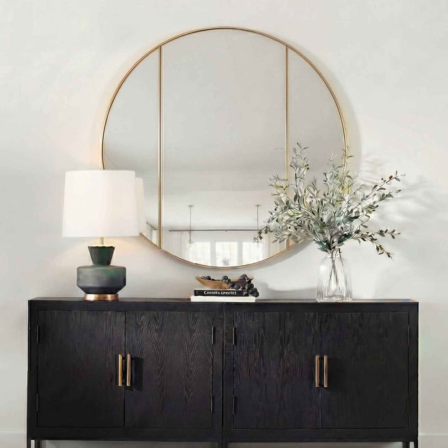 Amram - Round Mirror - Antique Brass / Gold