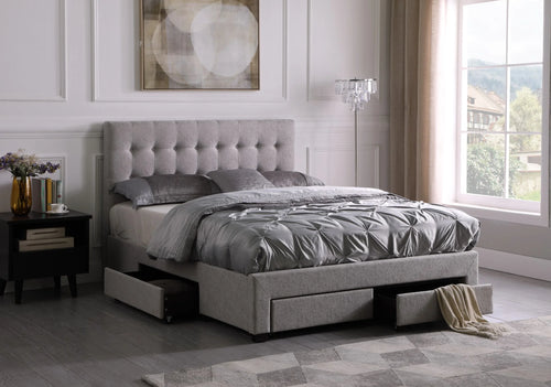 Monica Queen Platform Bed with Storage Grey/Silver
