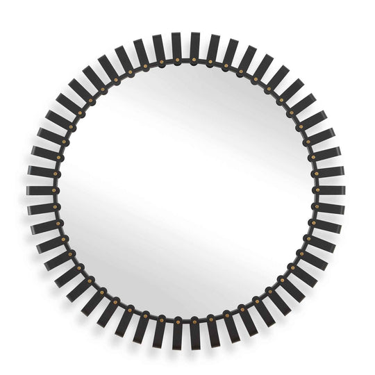 Jael - Round Iron Bands Mirror - Black