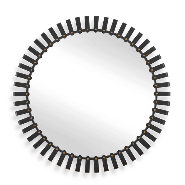 Jael - Round Iron Bands Mirror - Black