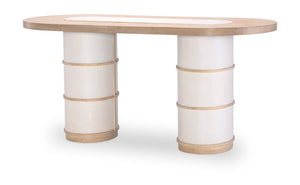 Biscayne Double Pedestal Counter Height Table Beige