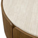 Tindall - Round Travertine Coffee Table - Brown / White / Woodtone
