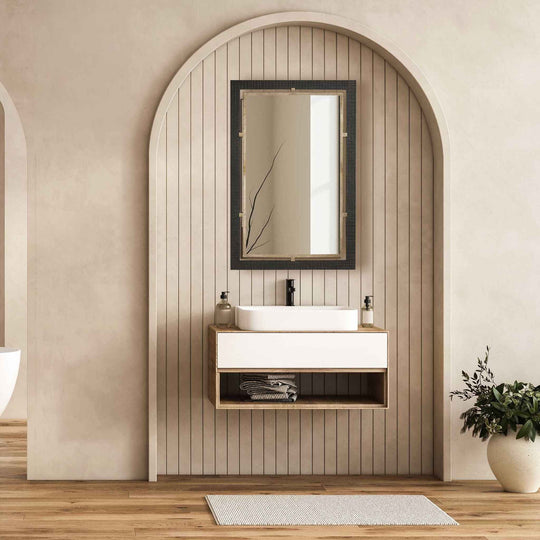 Bach - Rectangle Mirror - Walnut & Brass