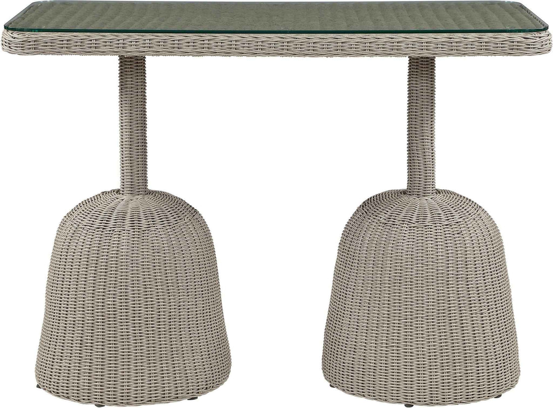 Seacrest - Tempered Glass Top And Wicker Outdoor Patio Bar Height Table