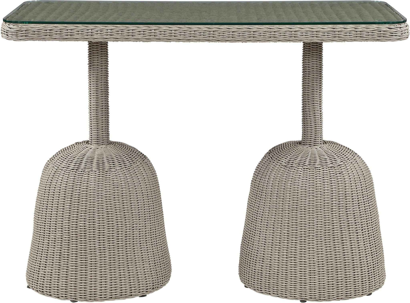 Seacrest - Tempered Glass Top And Wicker Outdoor Patio Bar Height Table